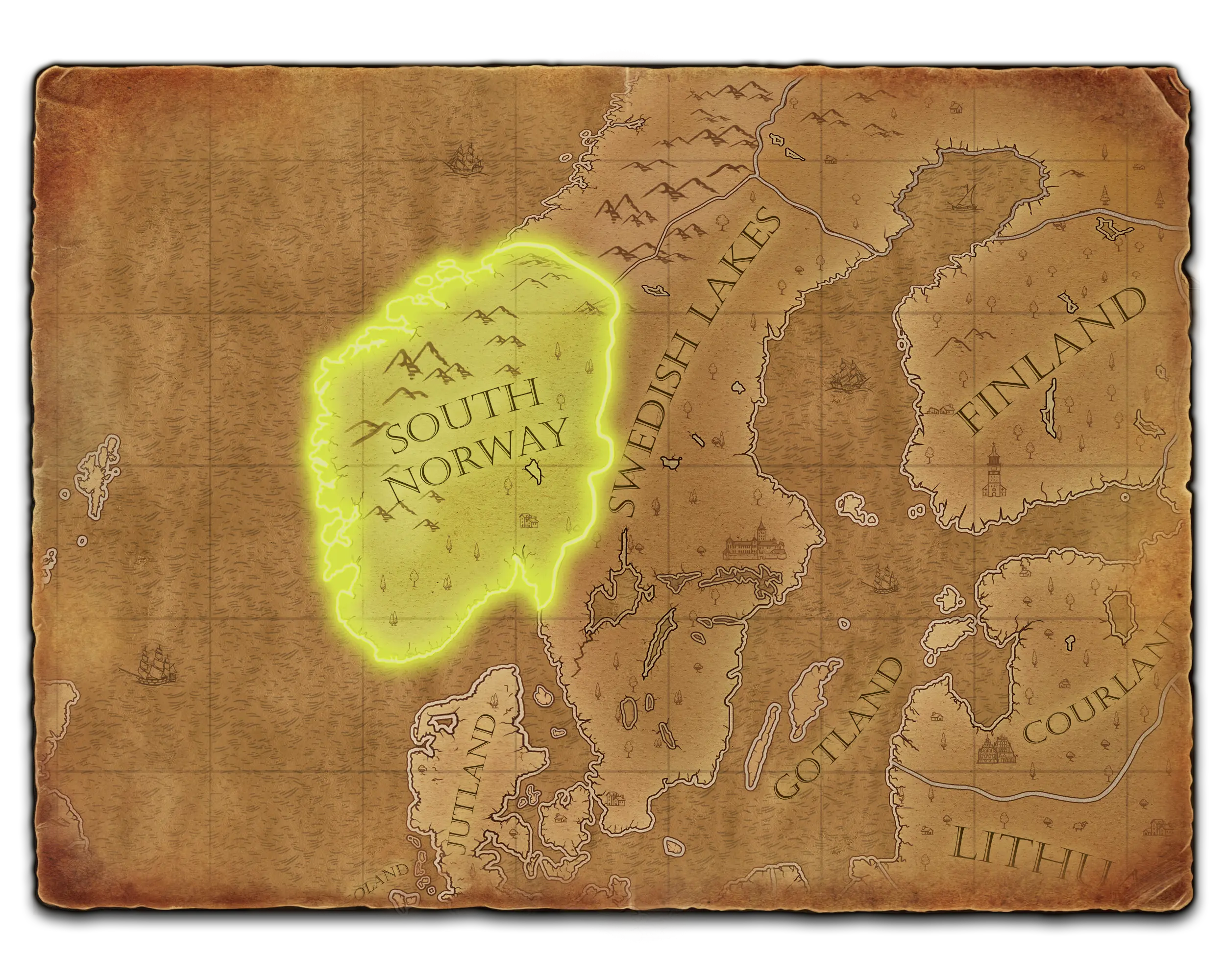 Südnorwegen map background